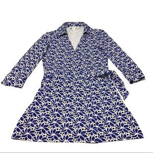 Diane Von Furnstenburg Blue And White Celeste 3/4 Sleeve Romper Size 0